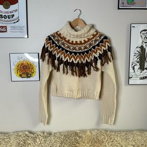 Forever 21 Knit Fringe Turtleneck S